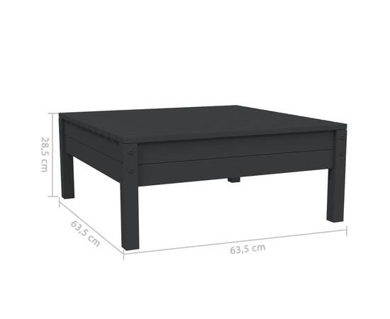 Set mobilier grădină cu perne, 3 piese, negru, lemn masiv pin, 11 image