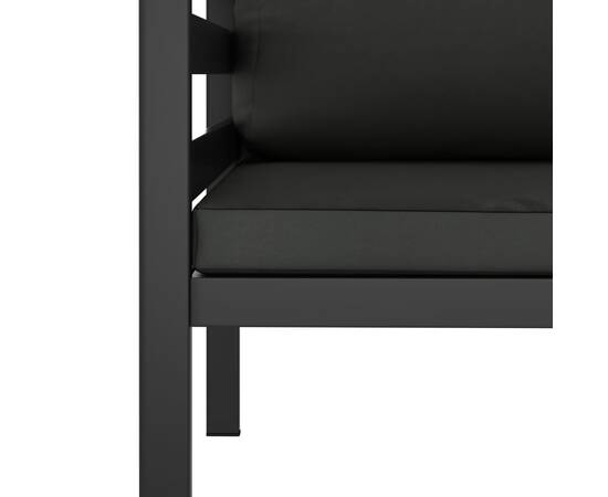 Canapea de 1 persoană cu perne, antracit, aluminiu, 5 image