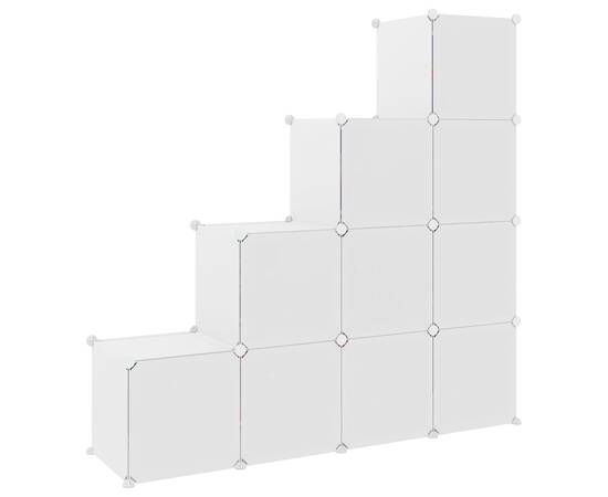 Dulap de depozitare cub pentru copii, 10 cuburi, alb, pp, 5 image
