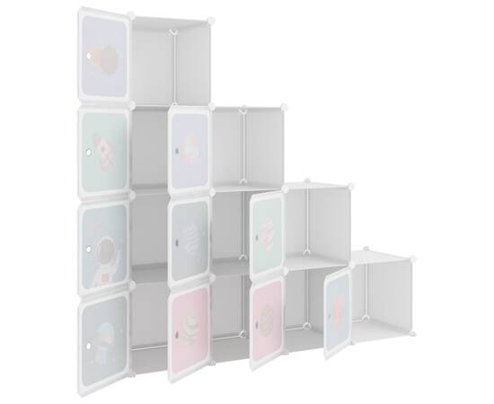 Dulap de depozitare cub pentru copii, 10 cuburi, alb, pp, 6 image
