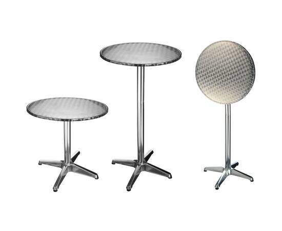 Hi masă bar-bistro pliabilă, 60 x 60x (58-115) cm, aluminiu, rotund