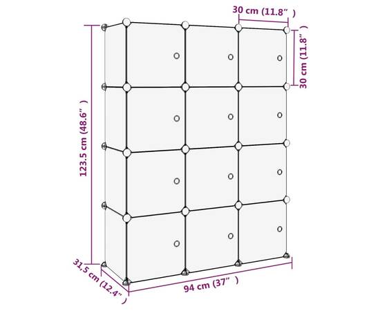 Organizator cub de depozitare cu uși, 12 cuburi, transparent pp, 8 image
