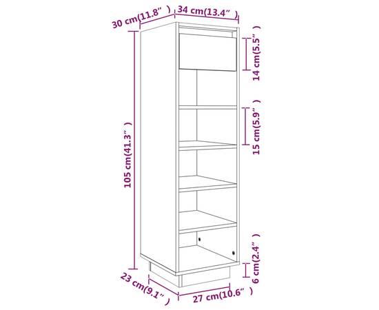 Pantofar, 34x30x105 cm, lemn masiv de pin, 9 image