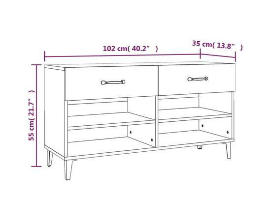 Pantofar, alb, 102x35x55 cm, lemn compozit, 9 image