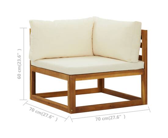 Canapele de colț modulare cu perne, 2 buc., alb crem, 9 image