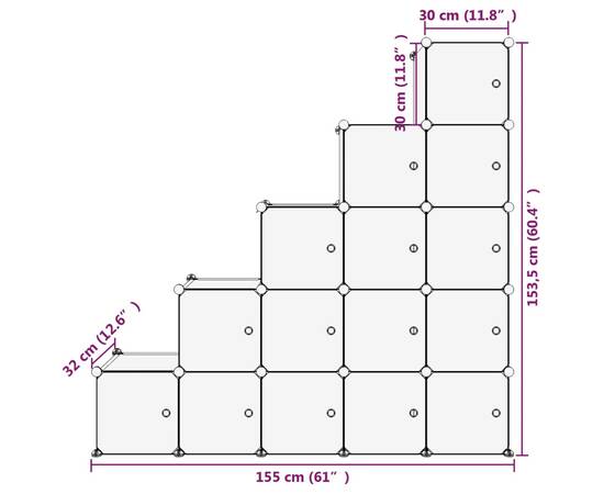 Organizator cub de depozitare cu uși, 15 cuburi, transparent pp, 8 image