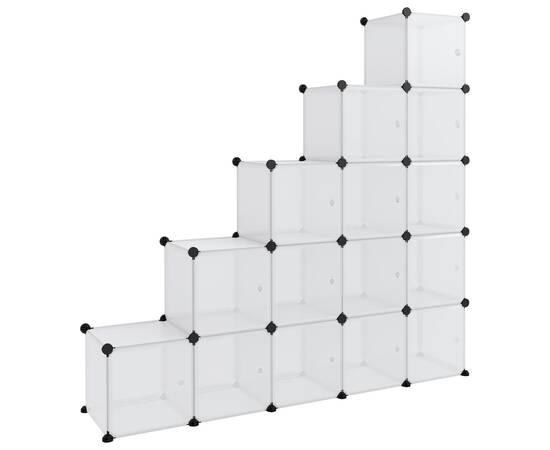 Organizator cub de depozitare cu uși, 15 cuburi, transparent pp, 2 image