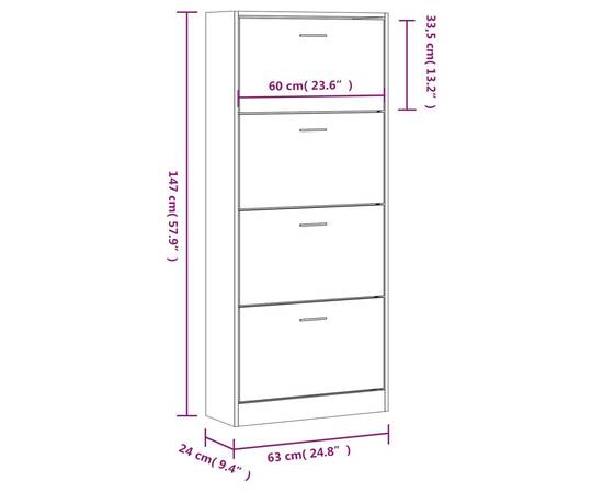 Pantofar, alb, 63x24x147 cm, lemn prelucrat, 8 image