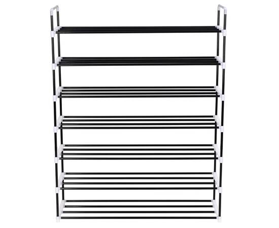 Raft încălțăminte cu 7 etajere din metal și plastic, negru, 2 image
