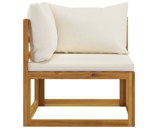 Set canapea 2 piese cu perne alb crem, lemn masiv de acacia, 7 image