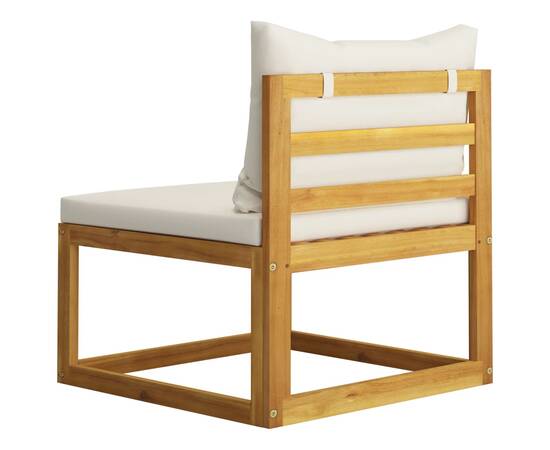 Set canapea 2 piese cu perne alb crem, lemn masiv de acacia, 5 image