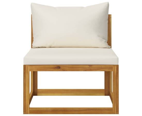 Set canapea 2 piese cu perne alb crem, lemn masiv de acacia, 3 image