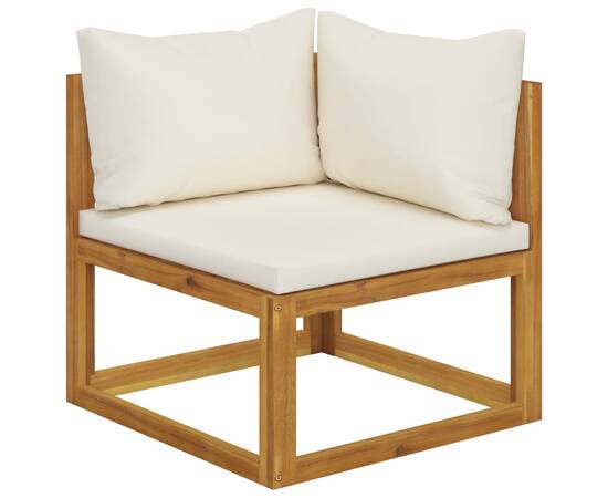 Set canapea 2 piese cu perne alb crem, lemn masiv de acacia, 6 image