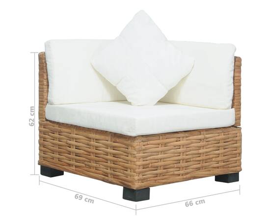 Canapea de colț cu perne, ratan natural, 7 image