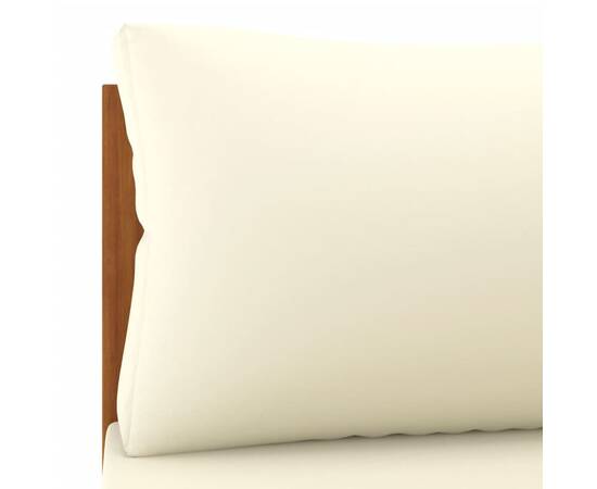 Canapele de colț cu perne alb crem, 2 buc., lemn masiv acacia, 7 image