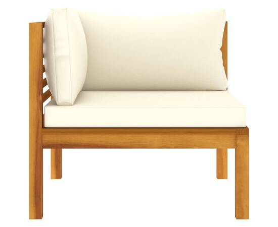 Canapele de colț cu perne alb crem, 2 buc., lemn masiv acacia, 4 image