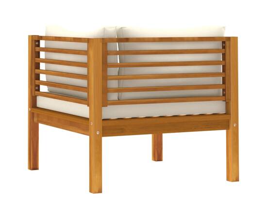 Canapele de colț cu perne alb crem, 2 buc., lemn masiv acacia, 6 image
