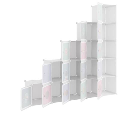 Dulap de depozitare cub pentru copii, 15 cuburi, alb, pp, 6 image