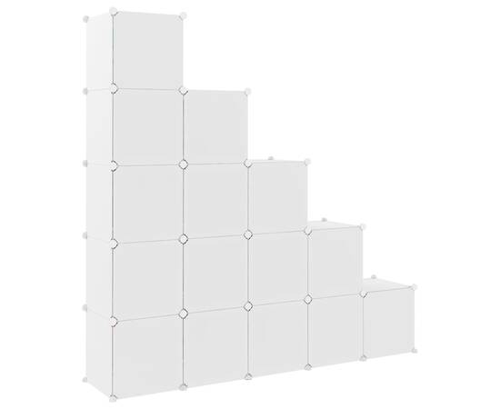 Dulap de depozitare cub pentru copii, 15 cuburi, alb, pp, 5 image