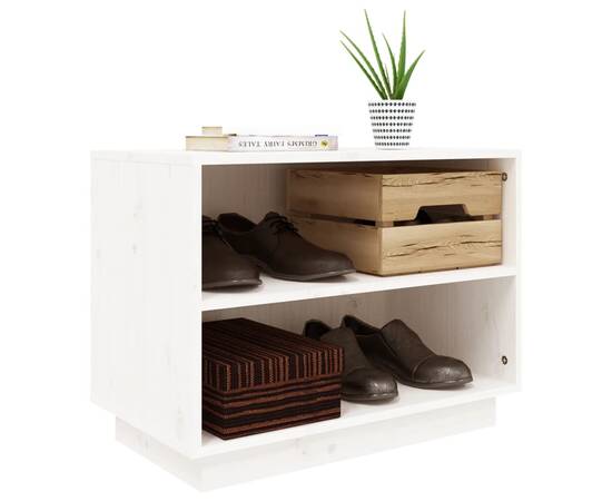 Dulap pantofi, alb, 60x34x45 cm, lemn masiv de pin, 4 image