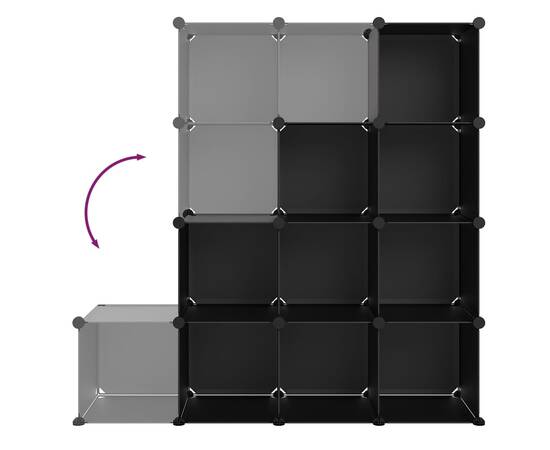 Organizator cub de depozitare, 12 cuburi, negru, pp, 6 image