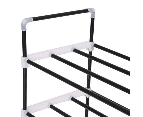 Raft încălțăminte cu 4 etajere din metal și plastic, negru, 4 image