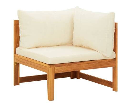 Set mobilier grădină perne alb/crem, 2 piese, lemn masiv acacia, 4 image