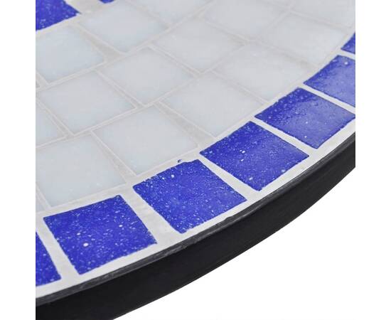 Masă de bistro, albastru și alb, 60 cm, mozaic, 4 image