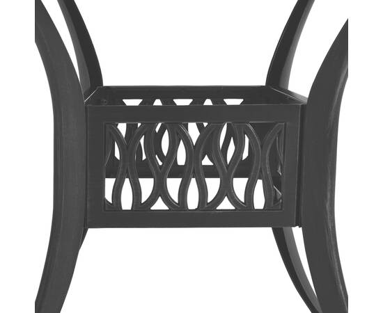 Masă de grădină, negru, 90x90x74 cm, aluminiu turnat, 4 image