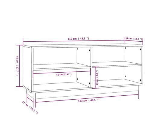 Pantofar, 110x34x45 cm, lemn masiv de pin, 8 image