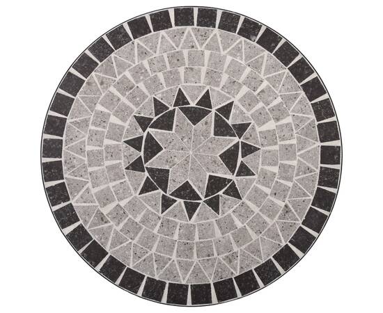 Masă de bistro mozaic, gri, 61 cm, ceramică, 4 image
