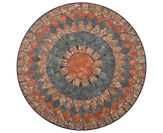 Masă de bistro mozaic, portocaliu/gri, 60 cm, ceramică, 7 image