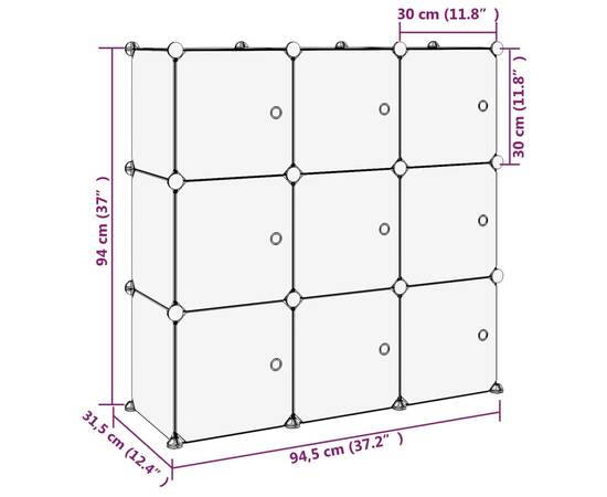 Organizator cub de depozitare cu uși, 9 cuburi, transparent pp, 8 image