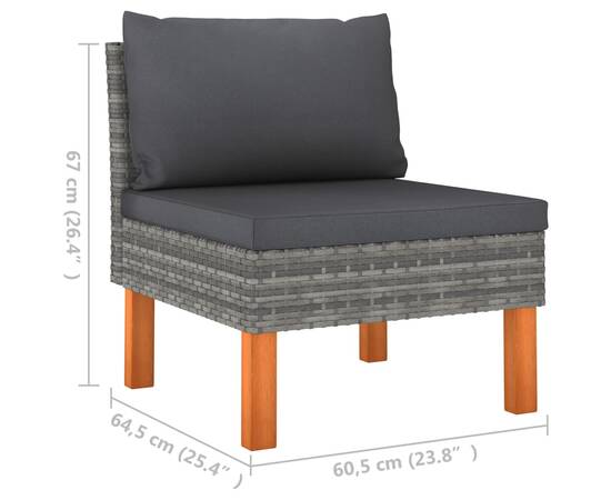 Set mobilier grădină, 3 piese, poliratan & lemn masiv eucalipt, 9 image