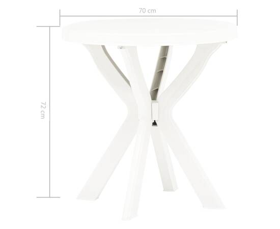 Masă de bistro, alb, Ø70 cm, plastic, 5 image