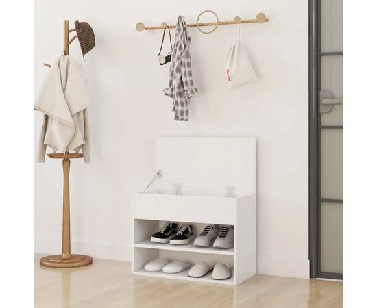 Banchetă pantofar, alb, 60x30x45 cm, pal, 3 image