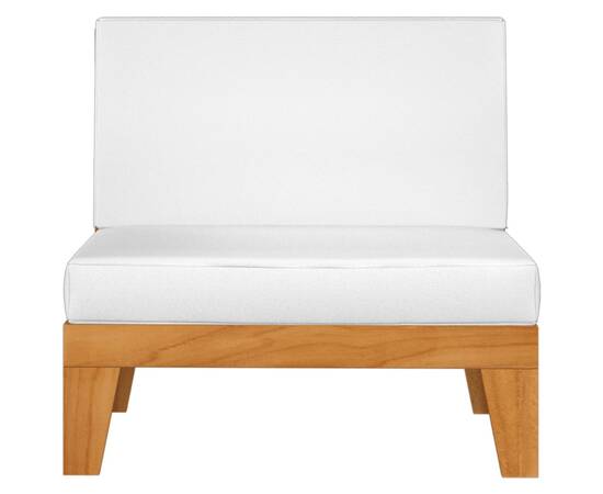 Canapea de mijloc modulară, perne alb crem, lemn masiv acacia, 2 image