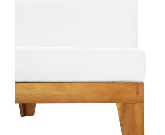 Canapea de mijloc modulară, perne alb crem, lemn masiv acacia, 5 image