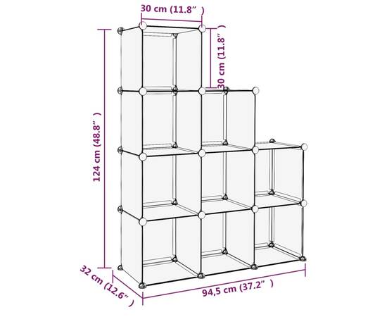 Organizator cub de depozitare, 9 cuburi, negru, pp, 7 image