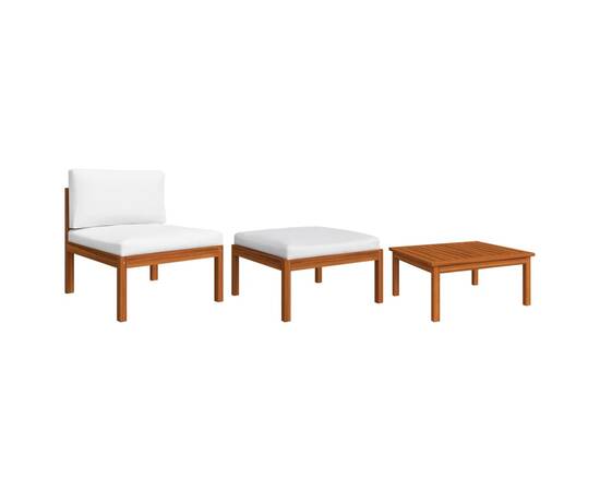 Set mobilier de grădină cu perne, 3 piese, lemn masiv de acacia, 2 image