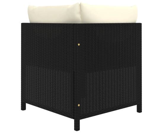 Canapea modulară cu pernă, colțar, negru, poliratan, 4 image