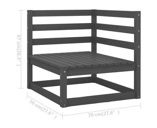 Canapea de grădină cu 2 locuri, cu perne, negru, lemn masiv pin, 10 image