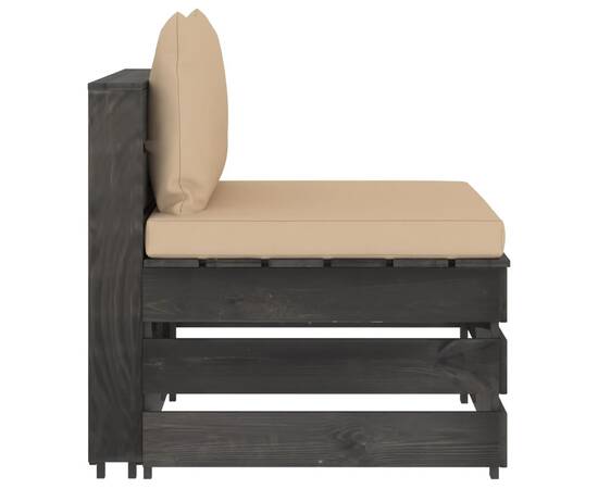 Canapea de mijloc modulară cu perne, gri, lemn impregnat, 2 image