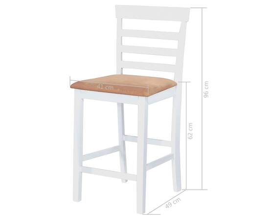 Set mobilier de bar din lemn, masă și 4 scaune, alb, 9 image