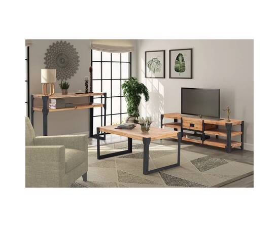 Set mobilier de sufragerie, 3 piese, lemn masiv de acacia