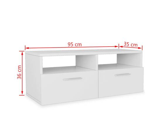 Comode tv 2 buc, pal, 95 x 35 x 36 cm, alb, 6 image