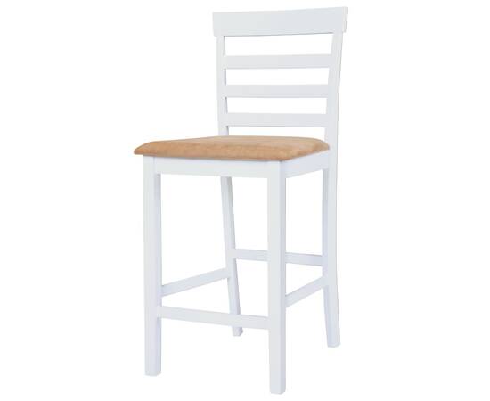 Set masă și scaune de bar, 3 piese, lemn masiv, maro și alb, 6 image