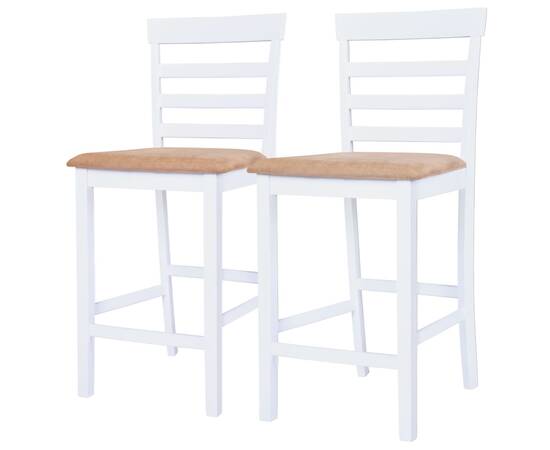 Set masă și scaune de bar, 3 piese, lemn masiv, maro și alb, 5 image