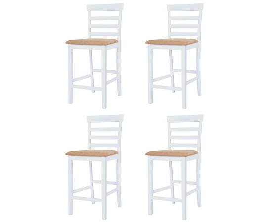 Set masă și scaune de bar, 5 piese, lemn masiv, maro și alb, 5 image