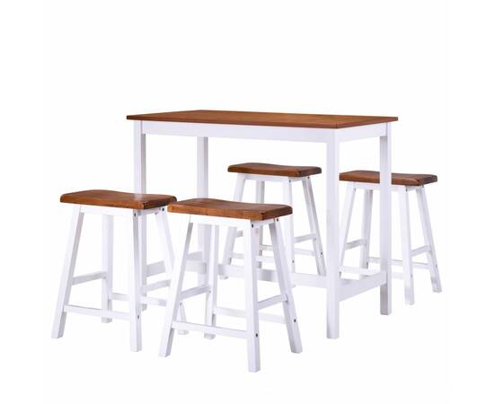 Set masă și scaune de bar, 5 piese, lemn masiv, 2 image